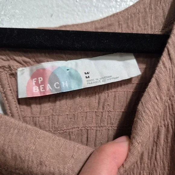 Free People FP Beach Textured Babydoll Mini Dress Pink Mauve OB1199600 M - Picture 3 of 8